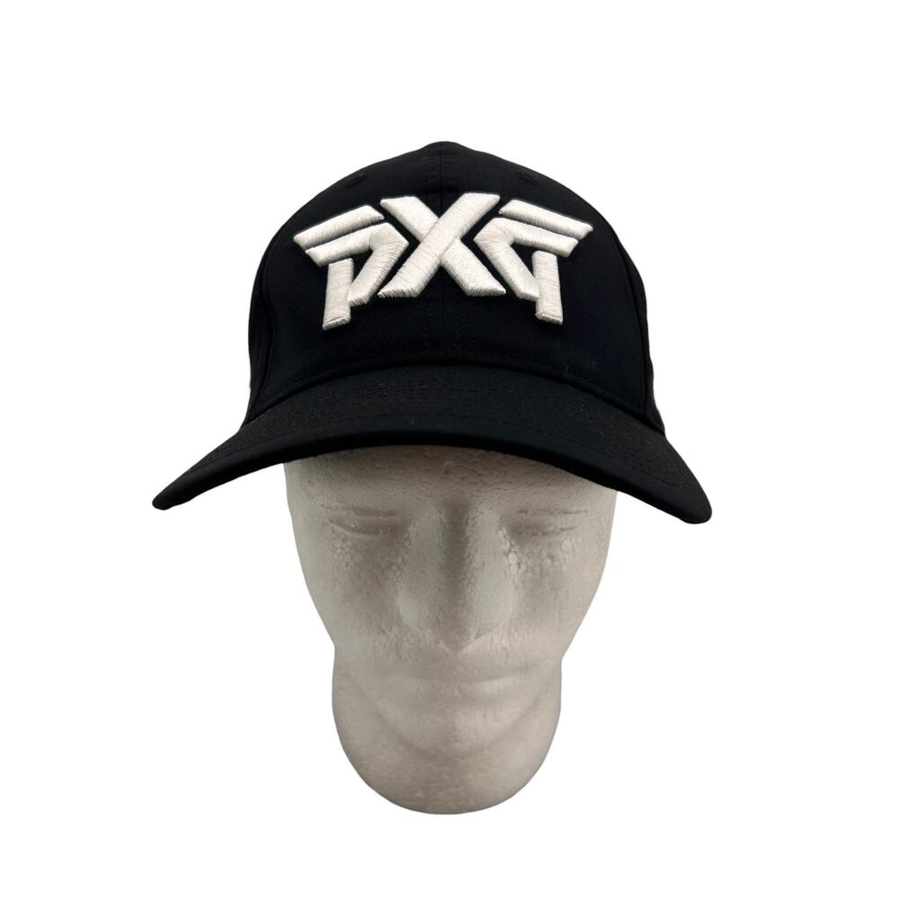 PXG Hat Mens One Size Black Strapback Adjustable Stretch Embossed Logo Golf Cap